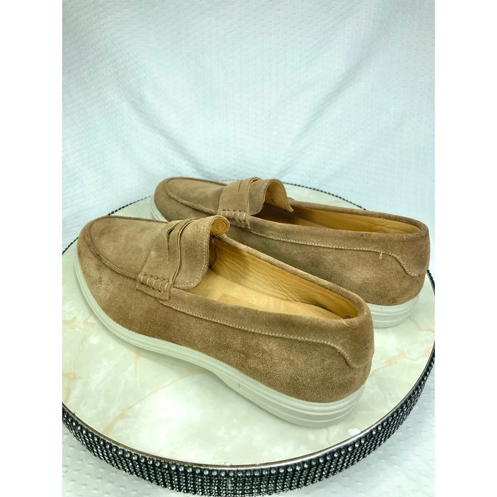Peter Millar Excursionist Penny Loafers Mens 9.5 Brown Suede Preppy Shoes New